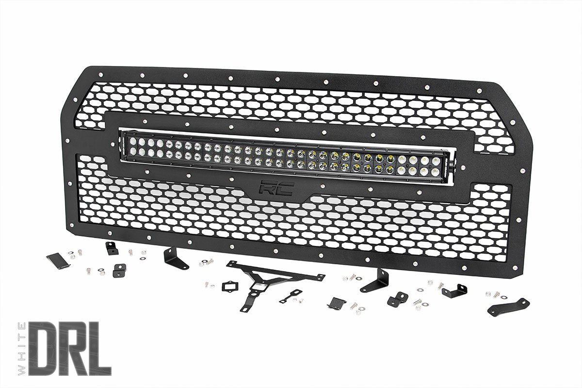 Rough Country Mesh Grille | 30" Dual Row LED | Black Ser | Ford F-150 (15-17)