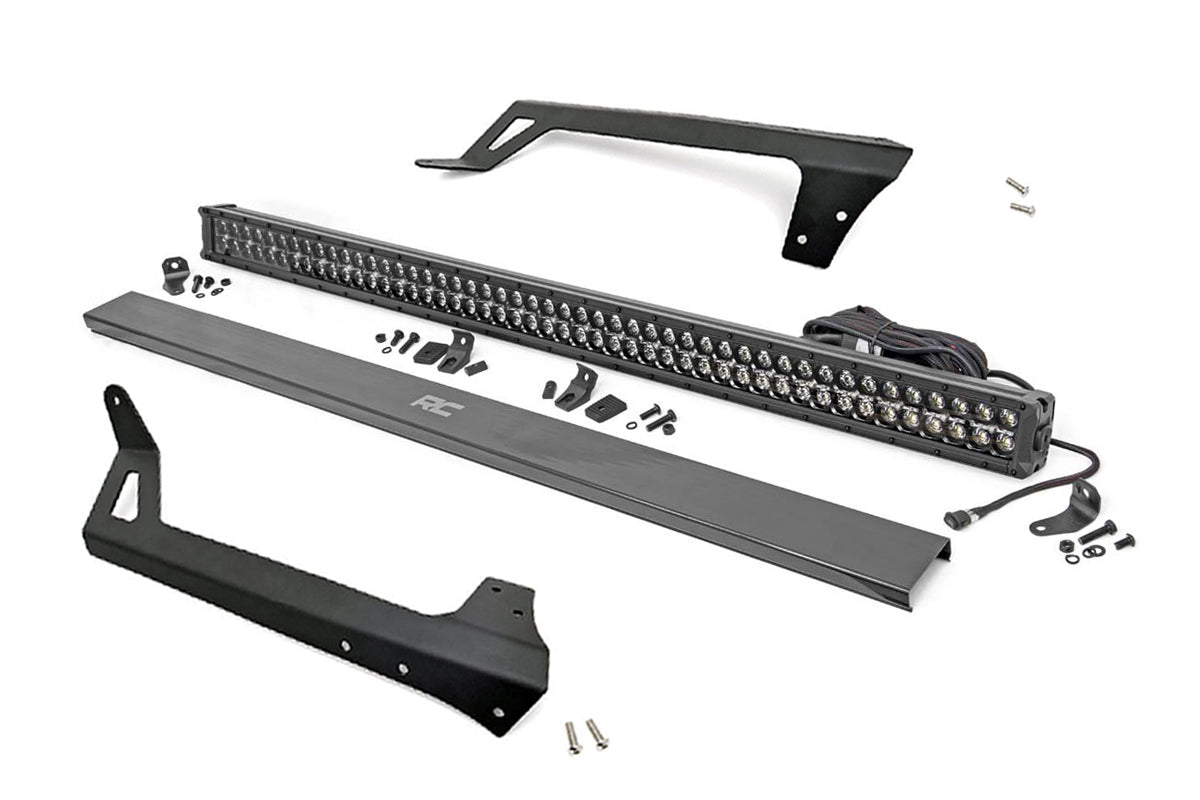 Rough Country LED Light | Windshield Mnt | 50" Black Dual Row | Amber DRL | Jeep Wrangler JK (07-18)