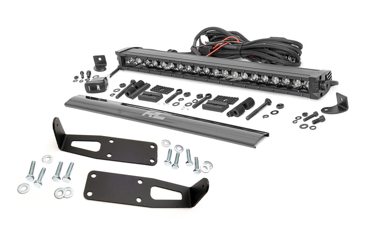 Rough Country LED Light | Bumper Mnt | 20" Black Single Row | White DRL | Ram 2500 (10-18)