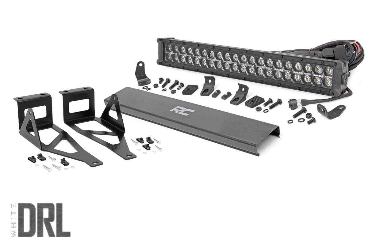 Rough Country LED Light | Bumper Mount | 2" Black Dual Row | White DRL | Ford Super Duty (05-07)