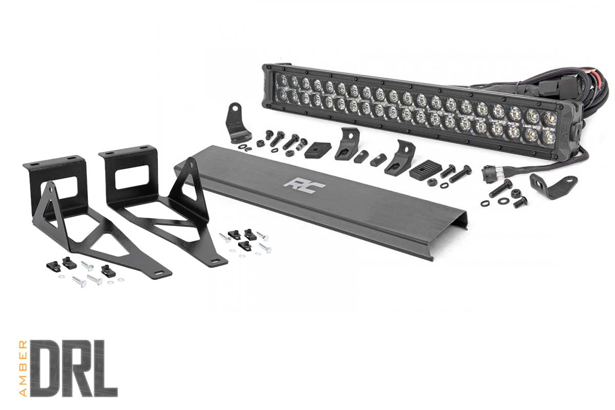Rough Country LED Light | Bumper Mount | 2" Black Dual Row | Amber DRL | Ford Super Duty (05-07)