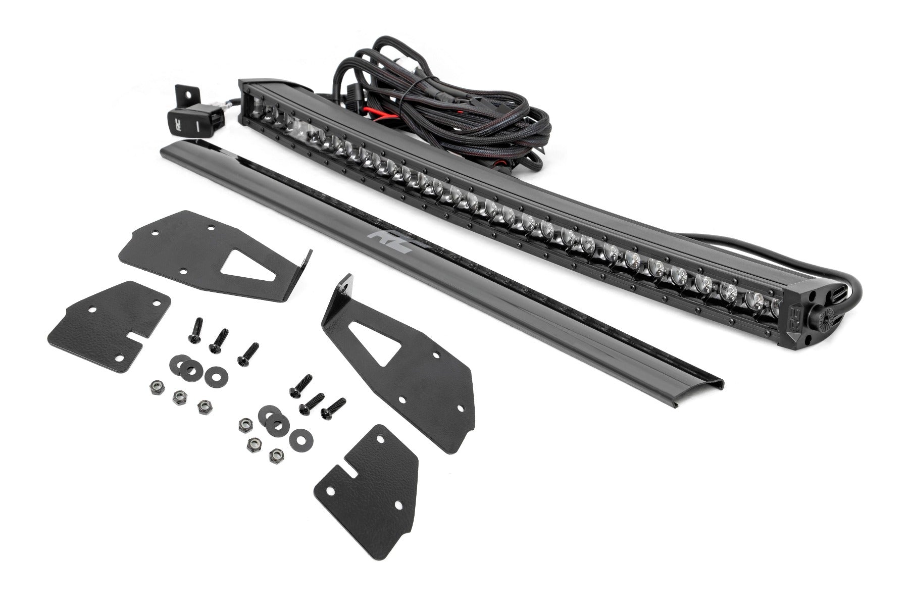 Rough Country LED Light | Grille Mount | 30" Black Single Row | White DRL | Ford Raptor (17-20)