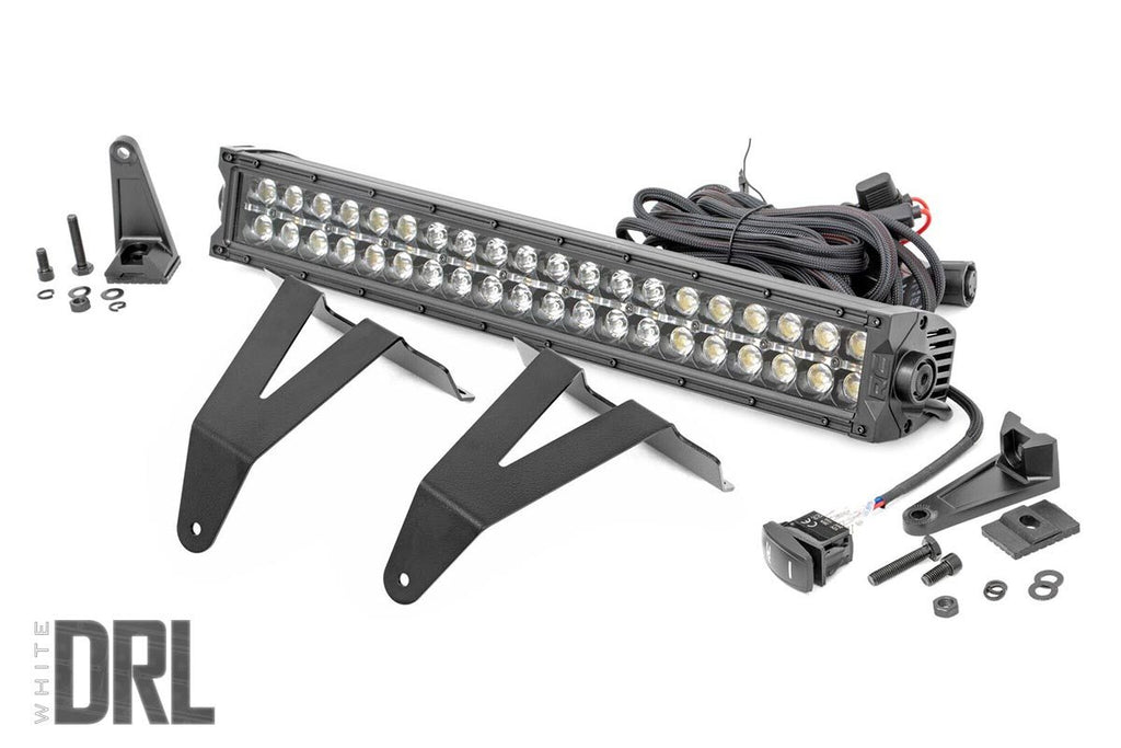 Rough Country LED Light | Bumper Mount | 20" Black Dual Row | White DRL | Ram 1500 (19-23)