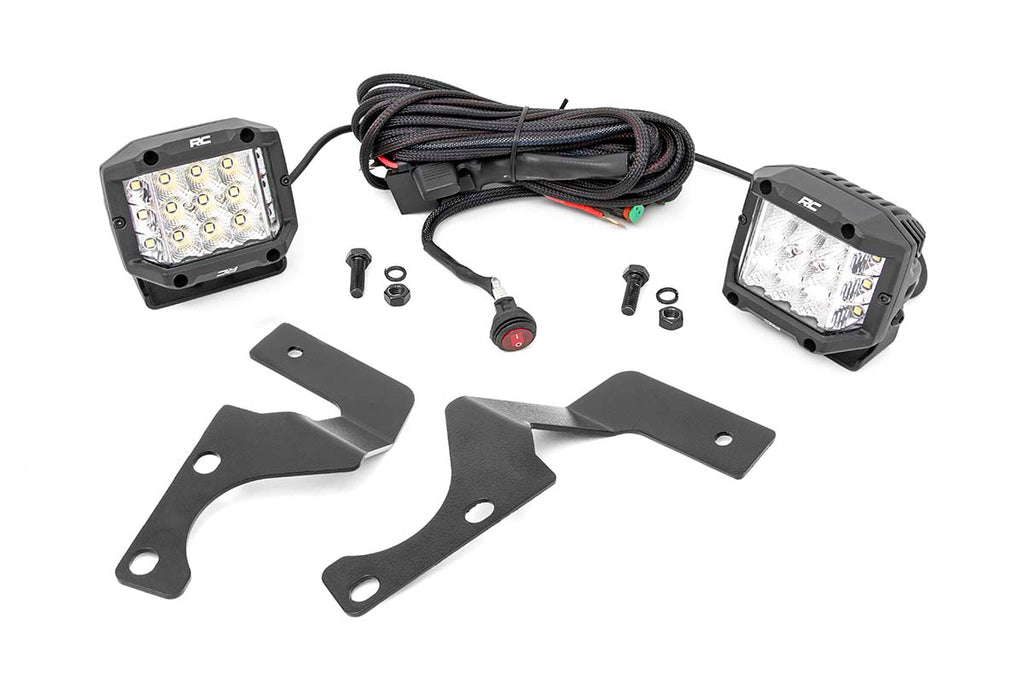 Rough Country LED Light | Ditch Mount | 3" Chrome Wide Angle Pair