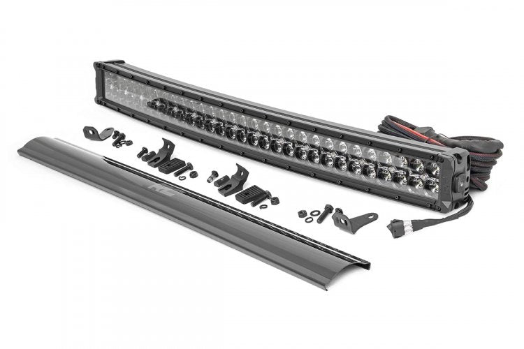 Rough Country LED Light | Bumper Mount | 30" Black Dual Row | White DRL | Toyota 4Runner (14-20)