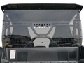 Close-up of a Yamaha Wolverine X-2 Rear Windshield-Vented/Tinted (2019-2020), showing the transparent panel, frame, partial seats, roll cage, headrests, and safety bars in detail.