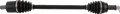 A black automotive drive shaft or axle shaft with rubber boots on both ends, metallic joints visible at each tip, and a straight, cylindrical central shaft connecting the ends. The background is plain white.