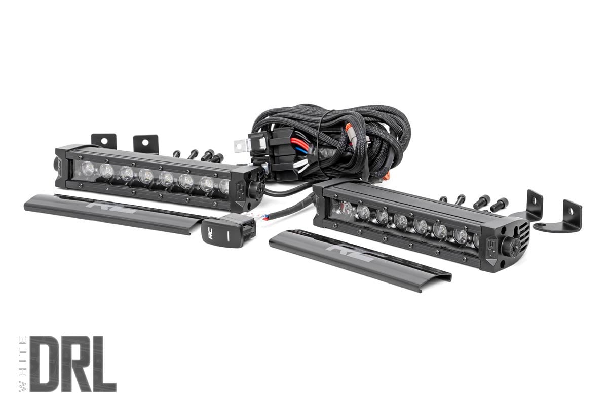 Rough Country Black Series LED Light Bar | Cool White DRL | 8 Inch | Single Row Pair