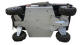 The Polaris Ranger Skid Plate Full Set (aluminium) for 900 XP and 1000 Diesel provides full undercarriage protection, featuring durable panels with multiple bolts and rugged design ideal for rough terrain.