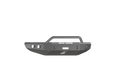 The 2014-2021 Toyota Tundra Stealth Front Winch Bumper Pre-Runner Guard in texture black features a matte, angular design with ROAD ARMOR in white, square side cutouts, a center logo, and suits Warn M12000 or Smittybilt XRC winches.
