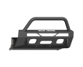 A matte black 2014+ Toyota 4Runner Stealth Front Low Profile Hidden Winch Bumper features an angular design, 30 single row light access, grille guard, ROAD ARMOR text on top, and airflow/light cutouts. Fits Warn Vr Evo & Smittybilt Xrc winches.