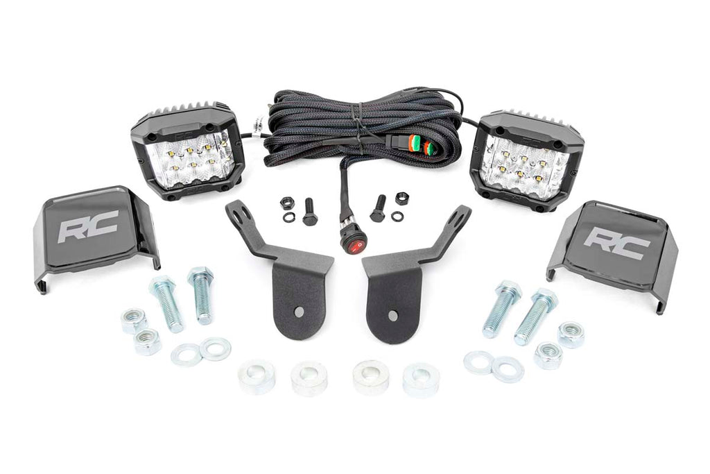 Rough Country LED Light | Cage Mount | 2" Chrome Pair | Wide Angle | Honda Pioneer 1000 (16-22)
