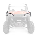 Front view of a Honda Pioneer 1000 (2016+) with black HMF headlight guards highlighted; the rest of the vehicle is faded, emphasizing the black headlight guards as the main feature.
