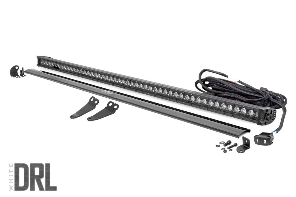 Rough Country LED Light | Lower Windshield | 50" Black Single Row | White DRL | Polaris General (19-22)