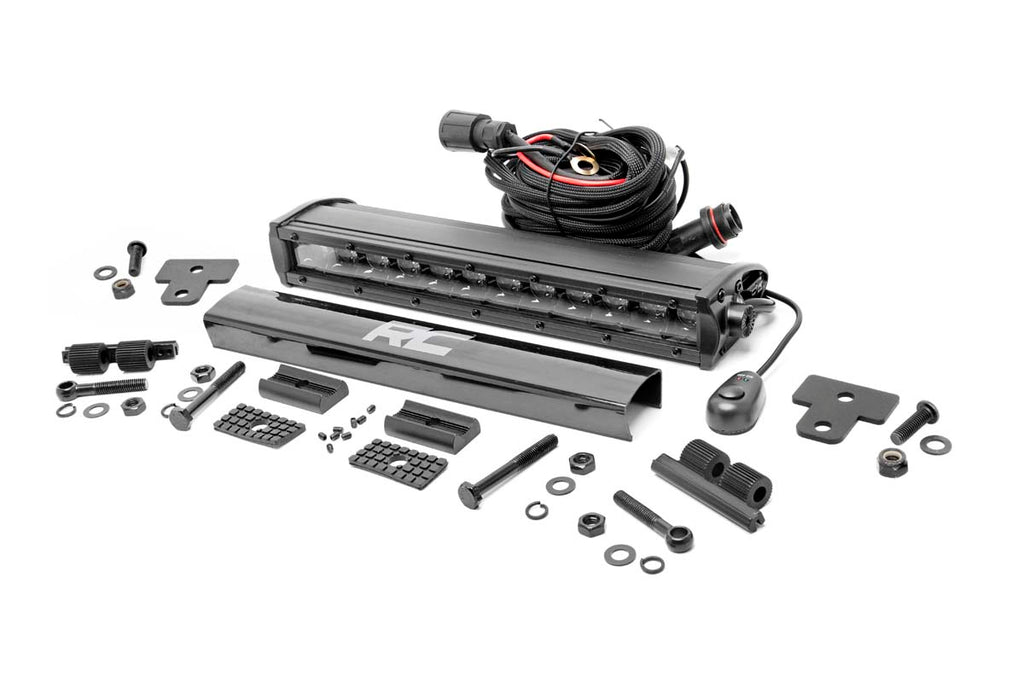 Rough Country LED Light | Bumper Mount | 12" Black Single Row | Can-Am Defender (16-22)