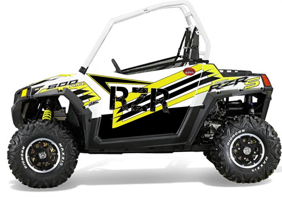 Trail Armor Slimline Two Door Graphics Kit - 2014 Rzrs 800 Le White Lightning