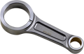 A metallic connecting rod with a matte finish, featuring a large circular opening at one end with a visible seam, a smaller round hole at the other end, and a recessed rectangular center section with engraved numbers. The background is plain and light-col