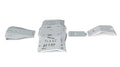 Four flat, silver metal panels—including the largest central piece—are arranged side by side. These are Can-Am Outlander G2 L / Max Alloy - Central Skid Plate parts, each with angled edges and various cutouts, shown against a white background.