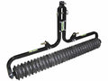 The Cultipacker Till-Ease Model TP3272 is a black metal lawn attachment with a long, ridged cylindrical drum. Its frame displays the RZ Mask brand in green and has mounting points for equipment. It is designed for turf maintenance.