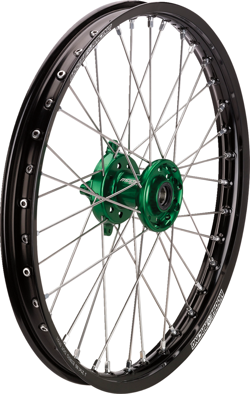 Wheel Assembly - SX-1 - Complete - Front - Black Wheel/Green Hub - 21x1.6 - Kawasaki KX