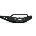 A texture black Stealth Front Winch Bumper with Pre-Runner Guard for 2018-2020 Ford F-150; fits Warn M12000, Smittybilt XRC winches; features rugged, angular design, accessory mounting holes, and ROAD ARMOR branding. Plain white background.