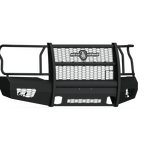 The 2018-2020 Ford F-150 Vaquero Front Non-Winch Bumper Full Guard in texture black provides front-end protection with a rugged look, featuring mesh center, bars, headlight protectors, and mounting brackets.