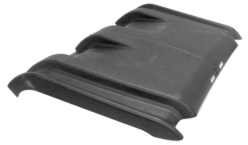 The Open Trail Molded UTV Hard Roof for 2013-2019 Honda Pioneer 700 3-Seat is a durable black plastic roof with molded contours and secure mounting points, designed to protect riders from weather. It is displayed against a white background.