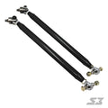 Two black S3 Power Sports HD tie rods for 2014+ Polaris RZR XP 1000/XP Turbo, with silver and brass-colored hardware at each end, are laid parallel on a white background. A small, light gray SX logo appears in the lower right corner.