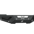 A textured black 2016-2018 Ram 2500 Spartan Front Bumper by Road Armor, featuring angular design, geometric cutouts, reinforced corners, central star logo, sharp edges, vent slits, and accessory mounting points; shown on a white background.