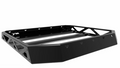 The Roof Rack Kit For Polaris Rzr Xp1000 2 Seater is a black metal rack with an angular geometric design, featuring two horizontal support bars and cut-out triangles on the sides. Photographed on a white background to highlight its depth.