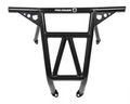 Red Pro Armor Race Rear Bumper for 2014-18 Polaris XP/XP4 1000/Turbo, featuring angular bars, triangular reinforcements, and mounting points. The PRO ARMOR logo is centered on the top bar, designed for off-road vehicles or ATVs.