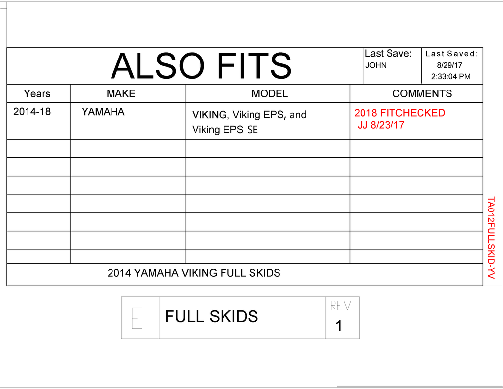 Trail Armor Yamaha Viking 700, Viking Eps, Viking Eps Se Full Skids With Integrated Sliders 2014 - 2018