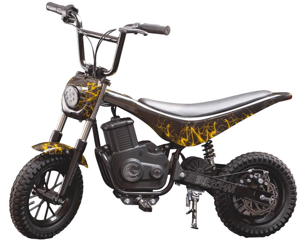 Burromax Electric Mini Bike - Tt350R Lithium Ion Powered With Full Suspension - Matte Black Carbon Fiber