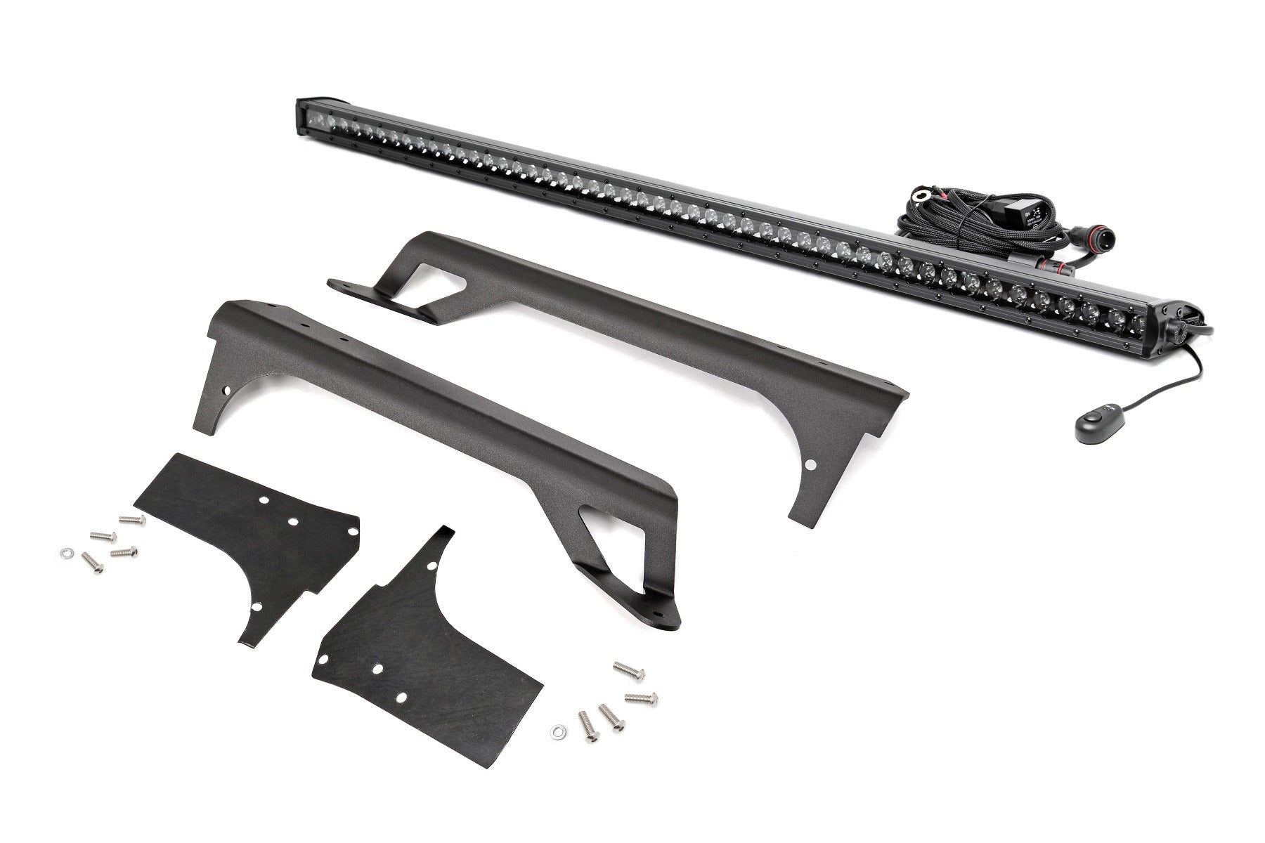Rough Country LED Light | Windshield Mnt | 50" Black Single Row | Jeep Wrangler TJ (97-06)