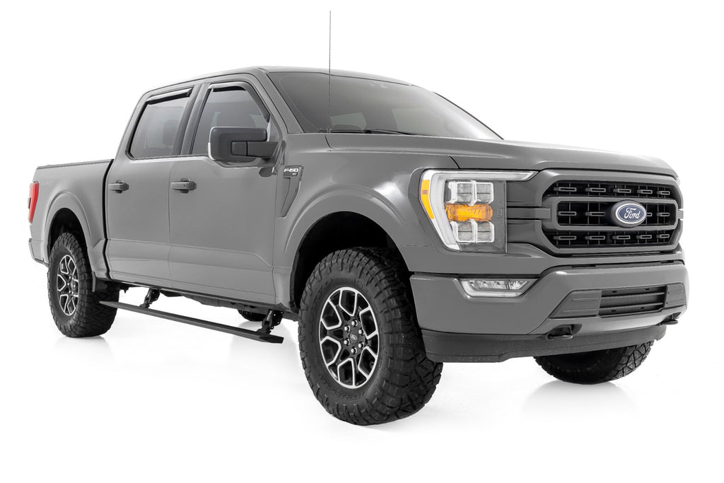 Rough Country Power Running Boards | Lighted | Crew Cab | Ford F-150/F-150 Lightning/Super Duty (15-23)