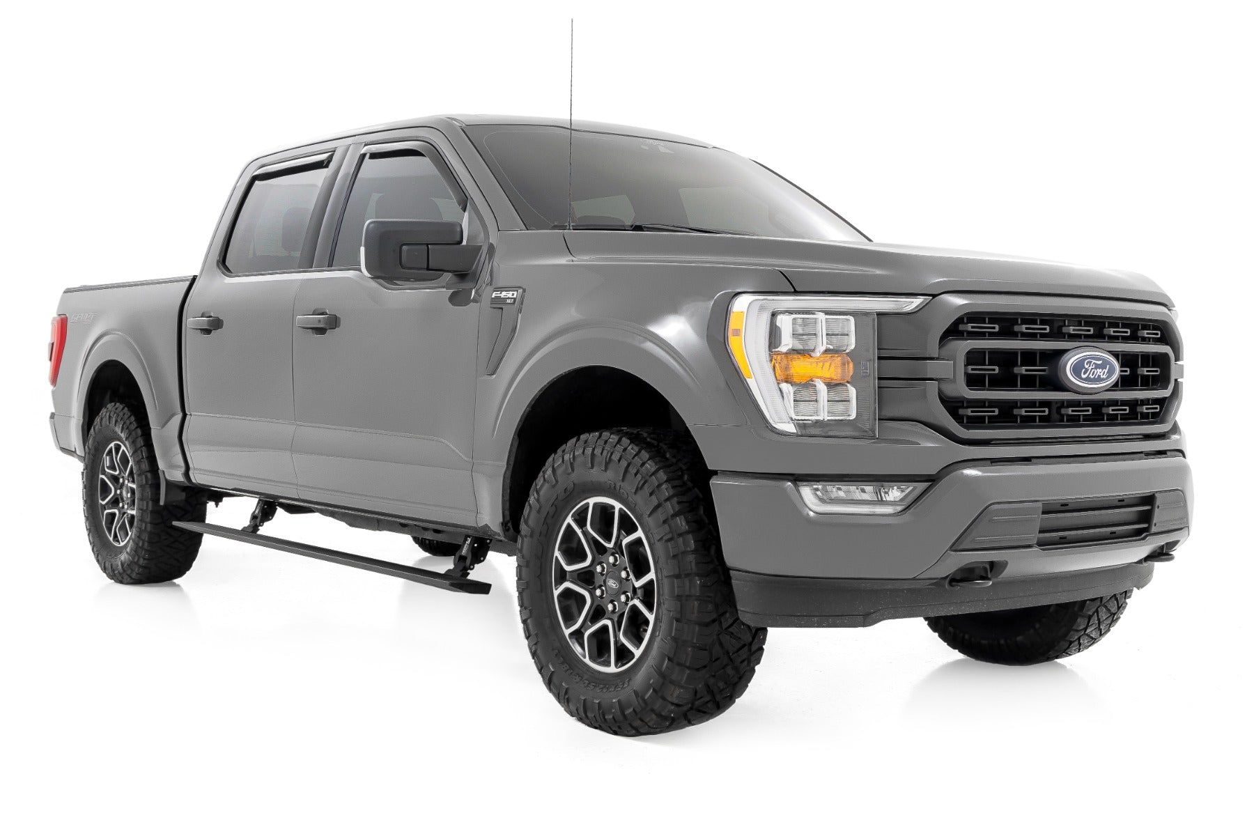 Rough Country Power Running Boards | Lighted | Crew Cab | Ford F-150/F-150 Lightning/Super Duty (15-23)
