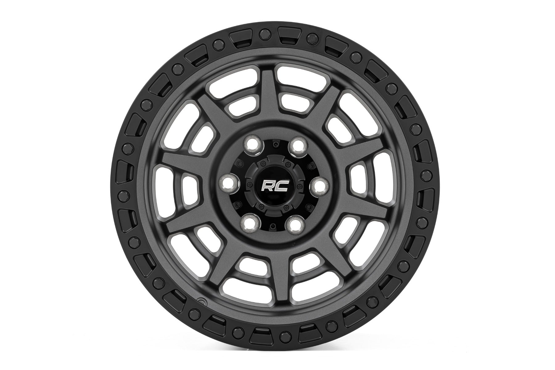 Rough Country 85 Series Wheel | Simulated Beadlock | Gunmetal Gray/Black | 17x9 | 6x5.5 | -18mm
