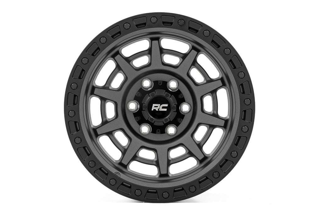 Rough Country 85 Series Wheel | Simulated Beadlock | Gunmetal Gray/Black | 17x9 | 5x5.5 | -0mm