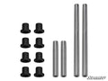 The image displays the Arctic Cat Wildcat Trail & Sport A-Arm Bushings, which include eight black bushings, four short rods, and two long rods on a white background. The SuperATV logo is in the lower right corner.