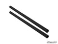 Two black, cylindrical Arctic Cat Wildcat Heavy-Duty Tie Rods with hollow ends are shown parallel on a white background. The SuperATV logo appears in black and white in the lower-right corner.