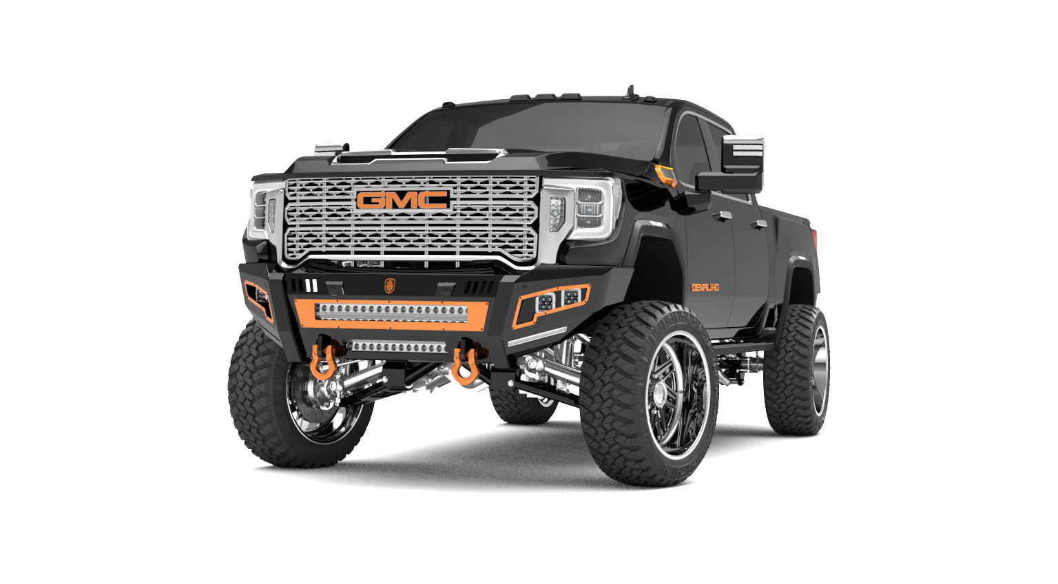 2020+ Gmc 2500 Identity Front Bumper / Shackles / Double Cube Light Pods / Beauty Ring / Hdwr Kit