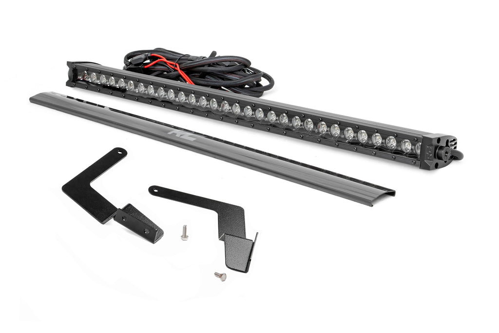 Rough Country LED Light | Lower Grille Mnt | 30" Black Single Row | White DRL | Toyota Tacoma (16-23)