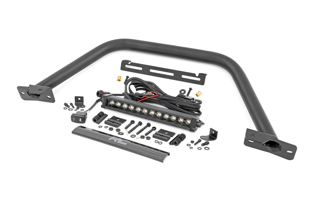 Rough Country Safari Bar | 12" LED Light Bar | Black | DRL | Single Row | OE Modular Steel | Ford Bronco 4WD (