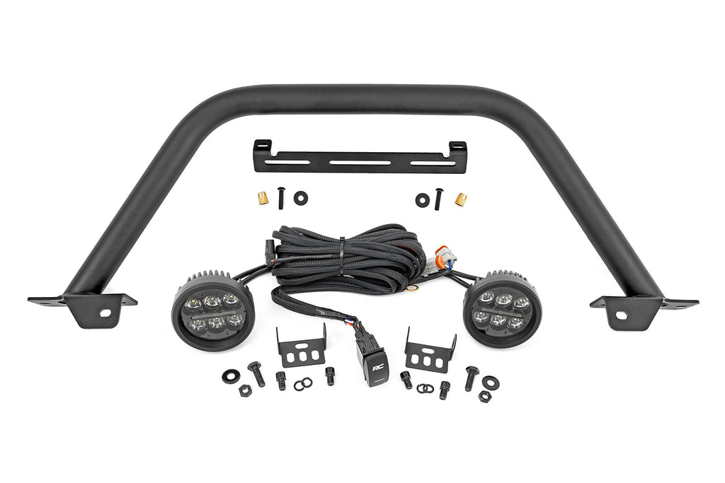 Rough Country Safari Bar | 3.5" Round LED (Pair) | Black | Amber DRL | OE Modular Steel | Ford Bronco 4WD (21-23)