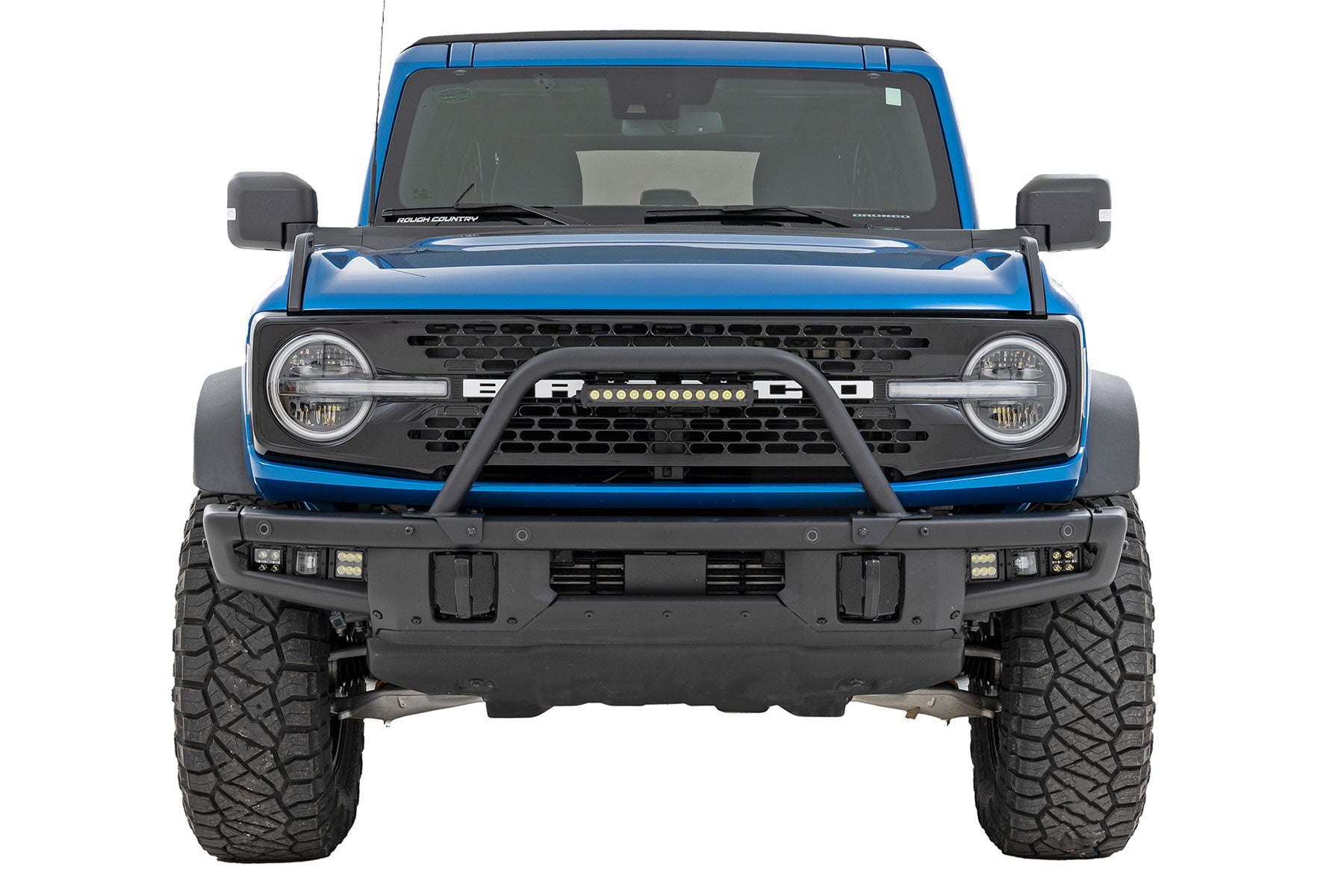 Rough Country Safari Bar | 12" LED Light Bar | Black | DRL | Single Row | OE Modular Steel | Ford Bronco 4WD (