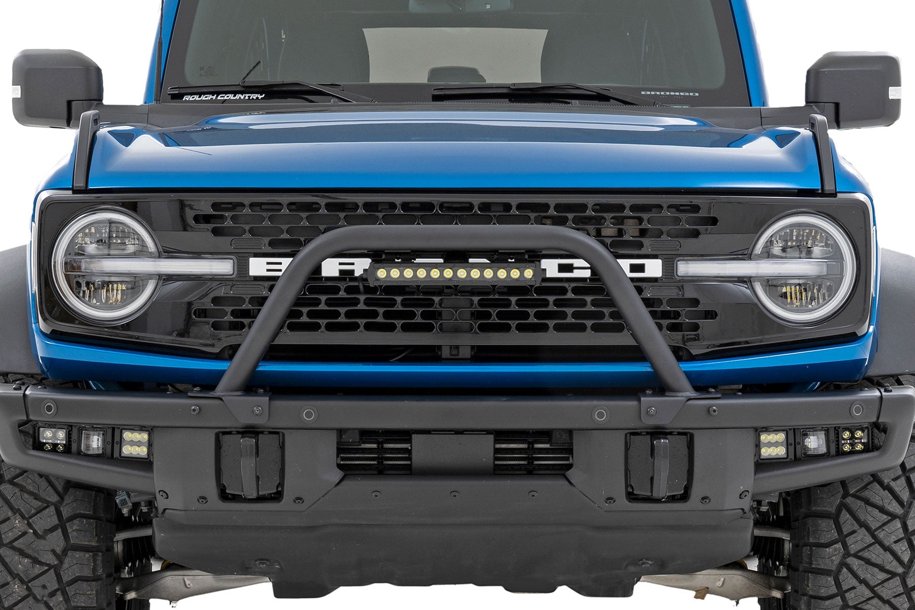 Rough Country Safari Bar | 12" LED Light Bar | Black | Single Row | OE Modular Steel | Ford Bronco 4WD (