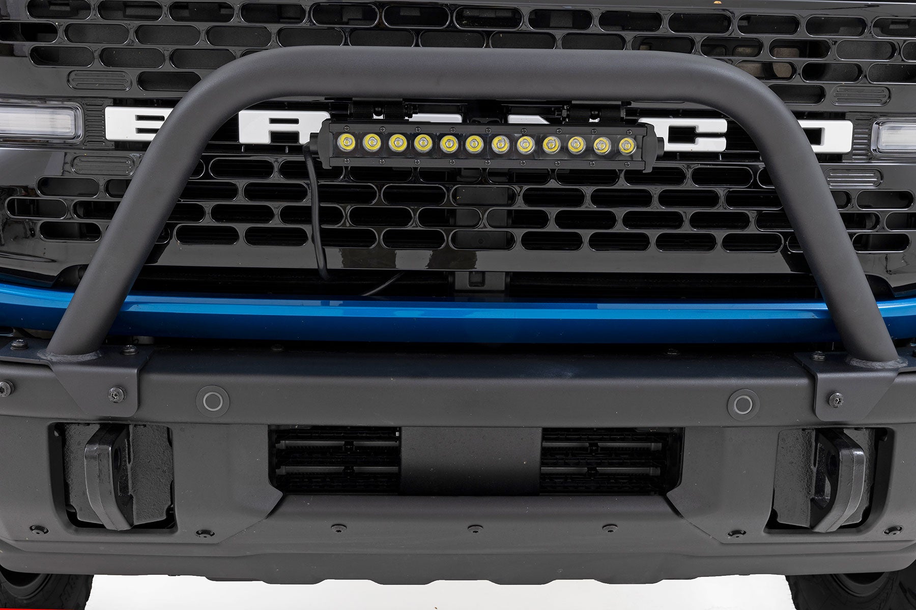 Rough Country Safari Bar | 12" LED Light Bar | Black | Single Row | OE Modular Steel | Ford Bronco 4WD (