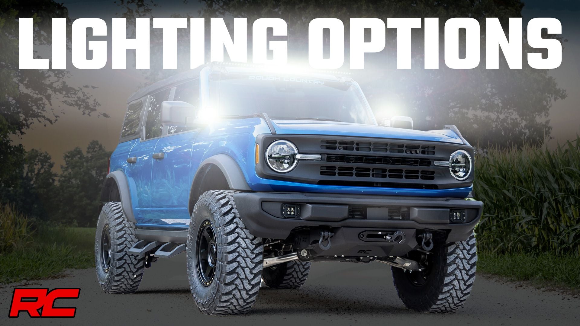 Rough Country LED Light | Upper Windshield | 40" Black Single Row | Ford Bronco (21-23)