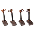 Four copper and black rods from the Golf Cart Brush Kit are mounted vertically on rectangular brown bases with copper clamps and bolts at the top, evenly spaced in a row against a transparent background.