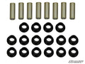 A set of eight metal and sixteen black rubber Can-Am ATV Front A-Arm Bushings are arranged in rows on a white background, with the SuperATV logo visible in the bottom right corner.